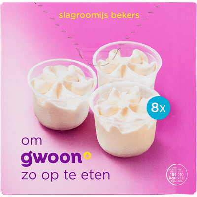 G'woon Slagroomijs bekers 8 stuks