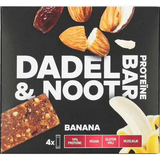 Foto van Dadel & Noot Banaan proteïne 4 stuks op witte achtergrond