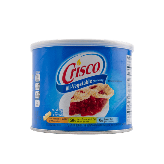 Foto van Crisco All-vegetable shortening op witte achtergrond