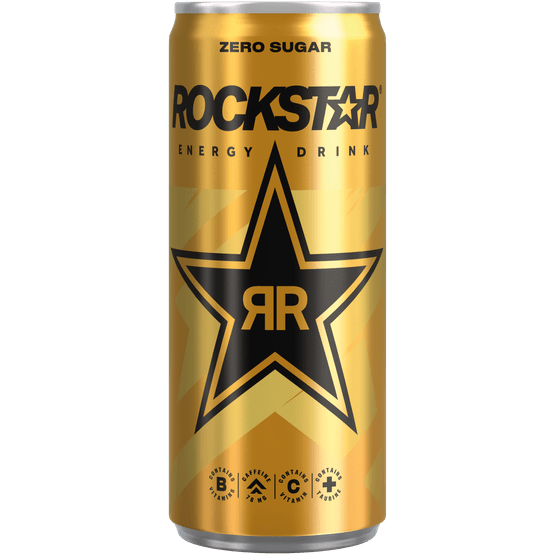 Foto van Rockstar Energy drink sugar free op witte achtergrond