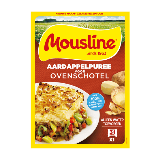 Foto van Mousline Puree voor ovenschotel op witte achtergrond