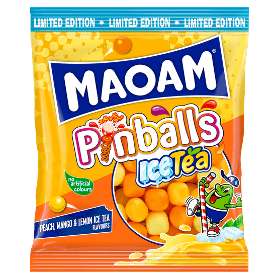 Foto van Maoam Pinballs icetea op witte achtergrond