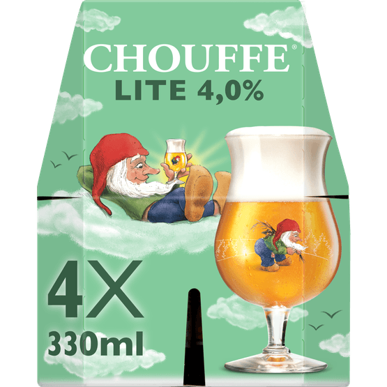 Foto van Chouffe Lite 4 x 330 ml op witte achtergrond