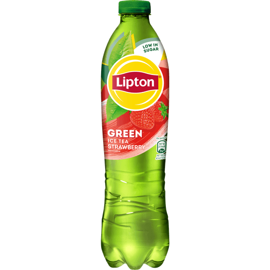 Foto van Lipton Green tea strawberry op witte achtergrond