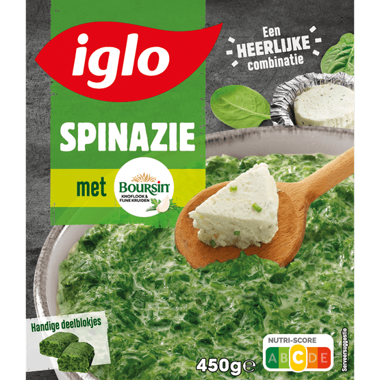 Foto van Iglo Spinazie boursin op witte achtergrond