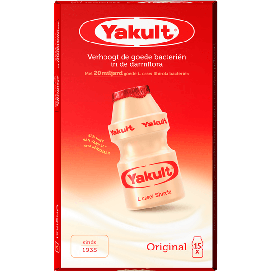 Foto van Yakult Drink original 15 stuks op witte achtergrond