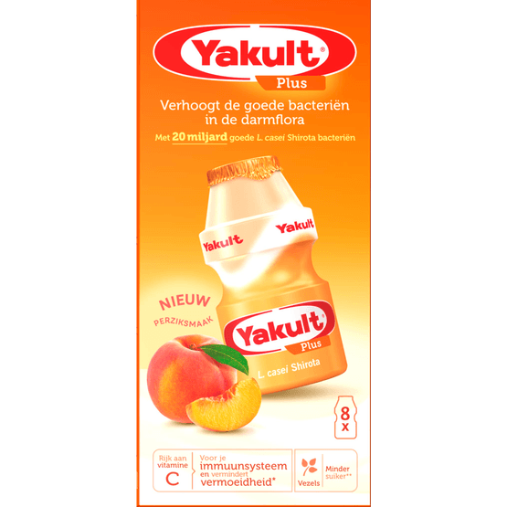 Foto van Yakult Drink plus op witte achtergrond