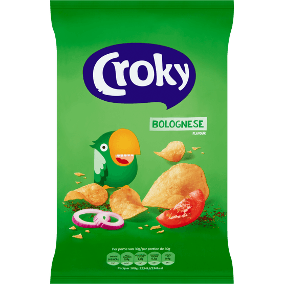 Foto van Croky Chips bolognese op witte achtergrond