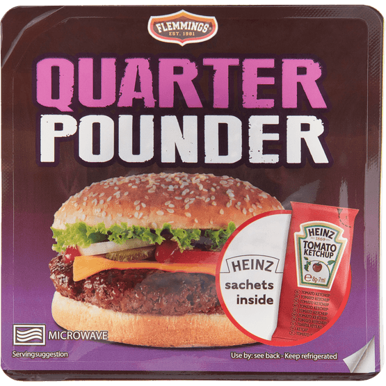 Foto van Flemmings Quarter pounder op witte achtergrond