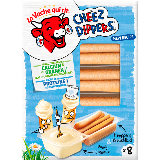 Foto van La Vache Qui Rit Cheez dipper 8 st. op witte achtergrond