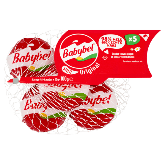 Foto van Babybel Mini netje 5 stuks op witte achtergrond