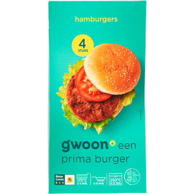 G'woon Hamburgers 4 stuks