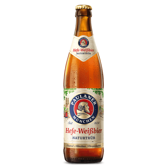 Foto van Paulaner Hefe weizen op witte achtergrond