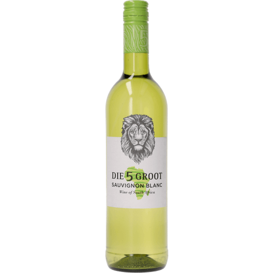 Foto van Die 5 Groot Sauvignon blanc op witte achtergrond