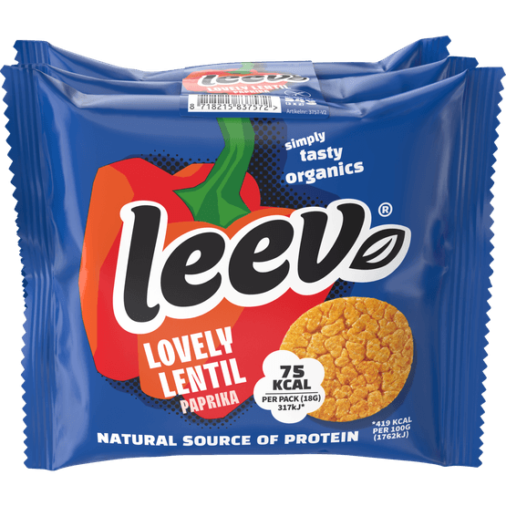 Foto van Leev Lentil paprika 3 x 2 bio op witte achtergrond