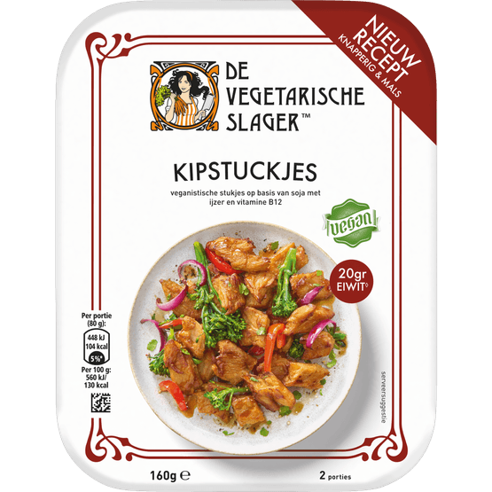 Foto van De Vegetarische Slager Kipstuckjes op witte achtergrond