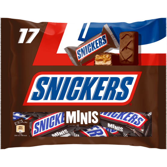 Foto van Snickers Minis op witte achtergrond