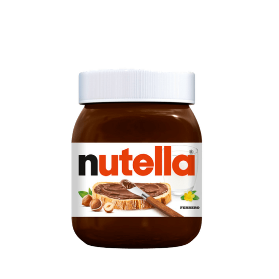 Foto van Nutella Hazelnootpasta op witte achtergrond