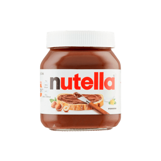 Foto van Nutella Hazelnootpasta op witte achtergrond