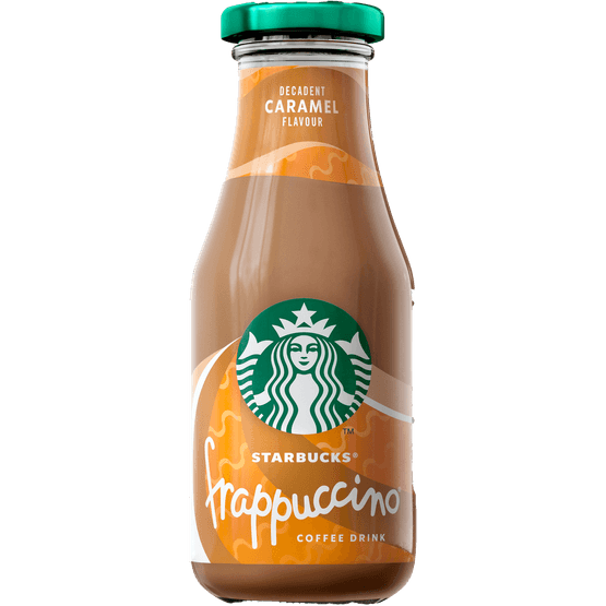 Foto van Starbucks Frappuccino caramel op witte achtergrond