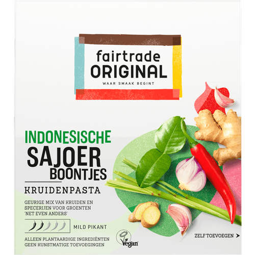 Foto van Fairtrade Kruidenpasta sajoer op witte achtergrond