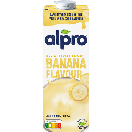 Foto van Alpro Sojadrink banaan op witte achtergrond