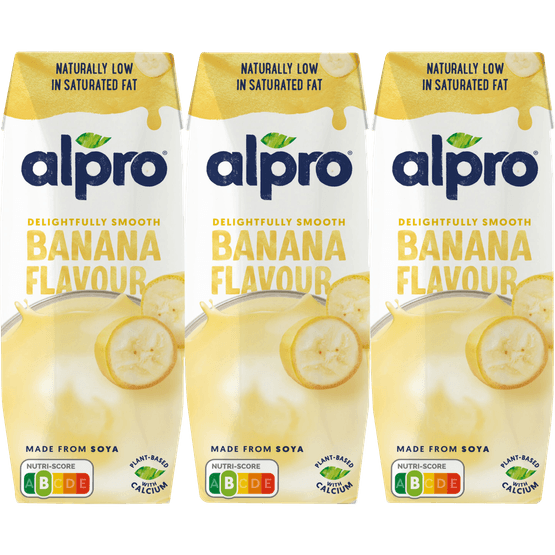 Foto van Alpro Sojadrink banaan op witte achtergrond