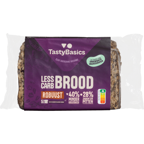 Foto van TastyBasics Robuust brood naturel 5 plakjes op witte achtergrond