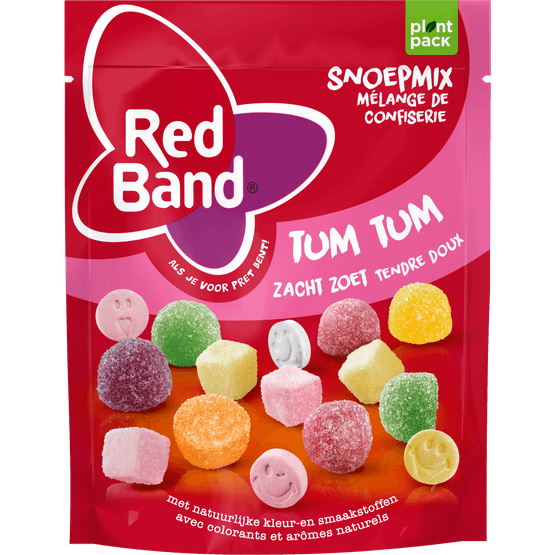 Foto van Red Band Tum tum zacht zoet op witte achtergrond