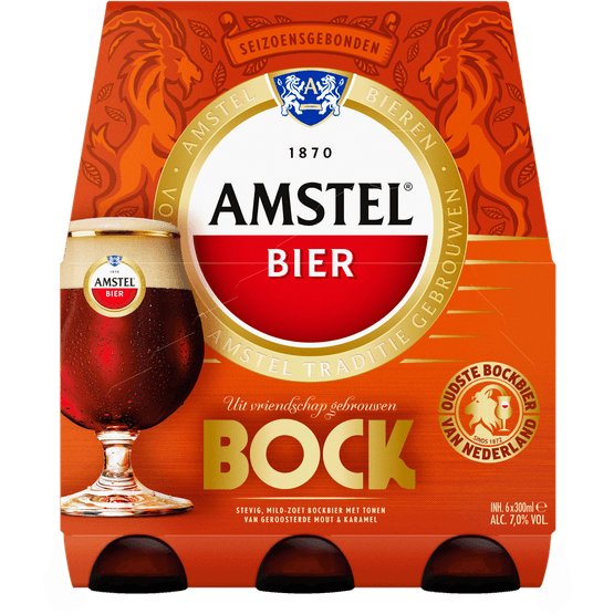 Foto van Amstel Bock 6x30cl op witte achtergrond