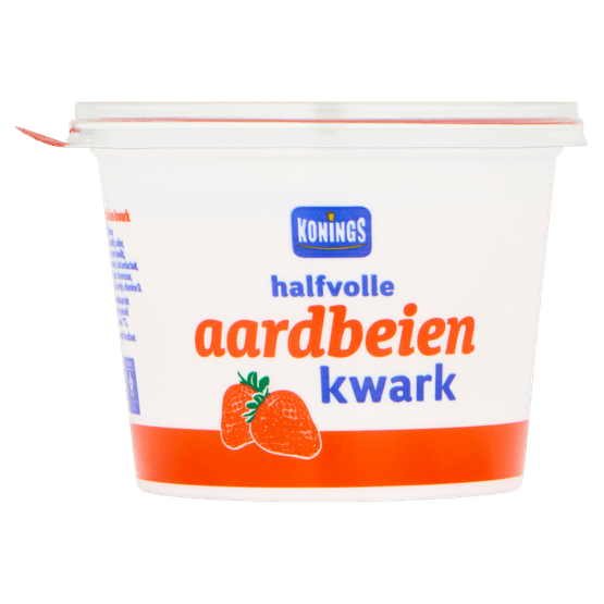 Foto van Konings Halfvolle aardbeien kwark op witte achtergrond