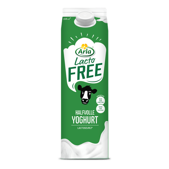 Foto van Arla Halfvolle yoghurt lacto free op witte achtergrond