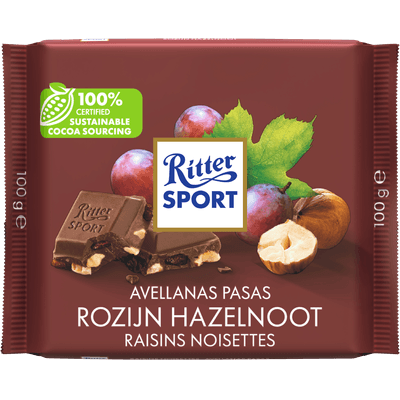 Ritter Sport Melkchocolade rozijn hazelnoot