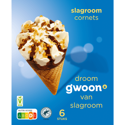 G'woon Cornets vanille slagroomijs 6 stuks