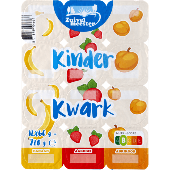 Foto van Zuivelmeester Kinderkwark fruit 12 stuks op witte achtergrond