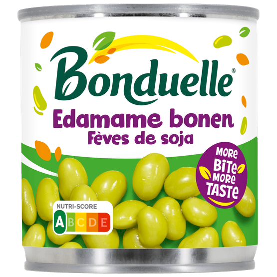 Foto van Bonduelle Edamame bonen op witte achtergrond