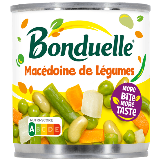 Foto van Bonduelle Macedoine de legumes op witte achtergrond