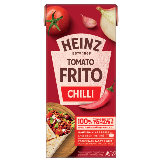 Foto van Heinz Tomato Frito chili op witte achtergrond