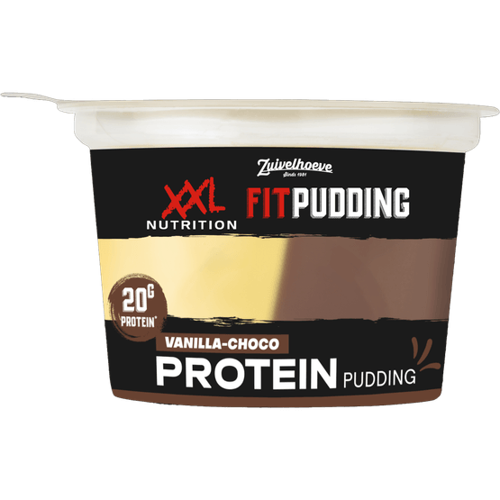 Foto van XXL Fit Pudding duo choco op witte achtergrond