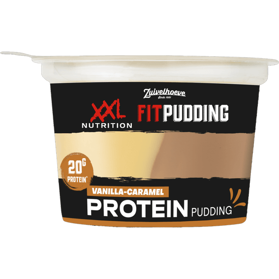 Foto van XXL Fit Pudding duo caramel op witte achtergrond