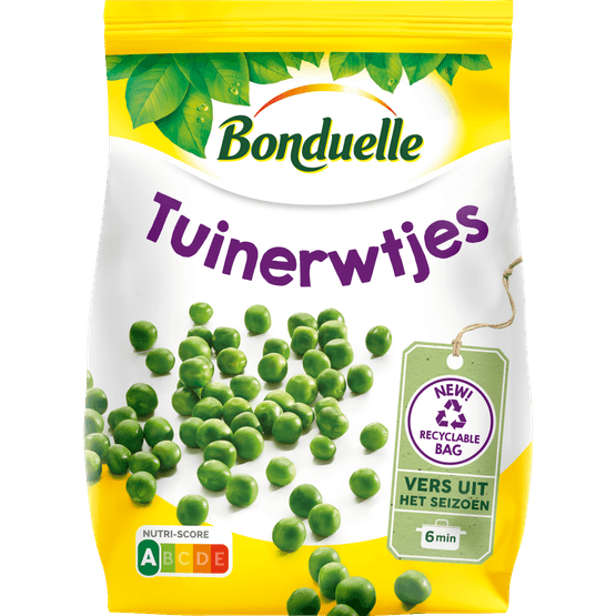 Foto van Bonduelle Tuinerwtjes extra fijn op witte achtergrond