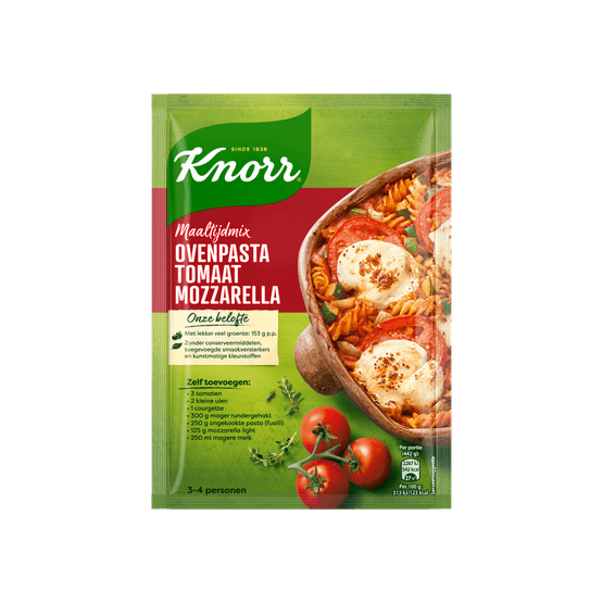 Foto van Knorr Ovenschotel tomaat-mozzarella op witte achtergrond