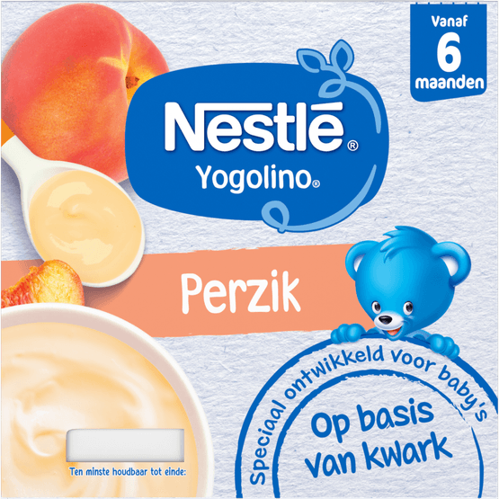 Foto van Nestlé Kwarkolino perzik 6+ maanden op witte achtergrond