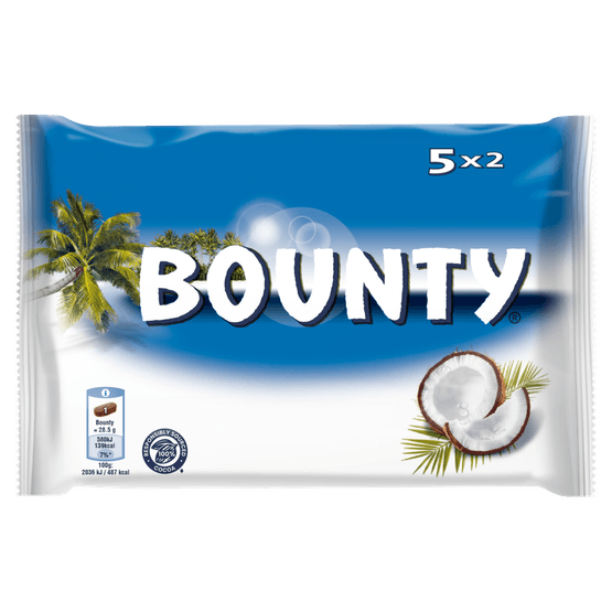 Foto van Bounty Reep melk 5 stuks op witte achtergrond