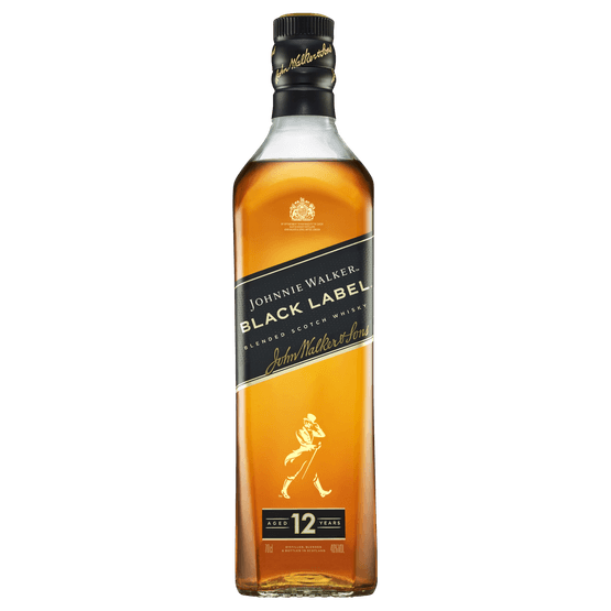 Foto van Johnnie Walker Whisky Black label op witte achtergrond