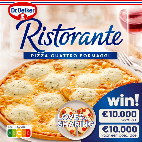 Foto van Dr. Oetker Ristorante pizza quattro formaggi op witte achtergrond