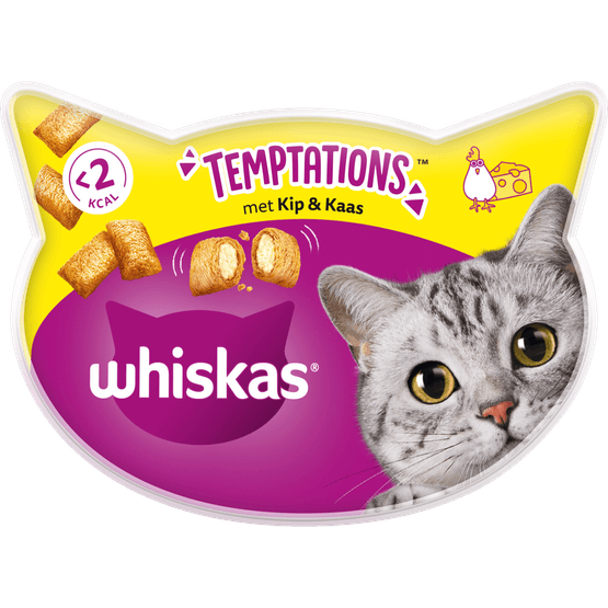 Foto van Whiskas Temptations kip & kaas op witte achtergrond