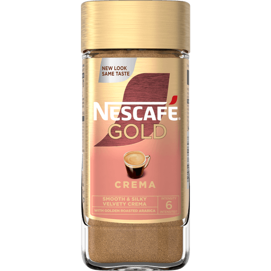 Foto van Nescafé Gold oploskoffie crema op witte achtergrond