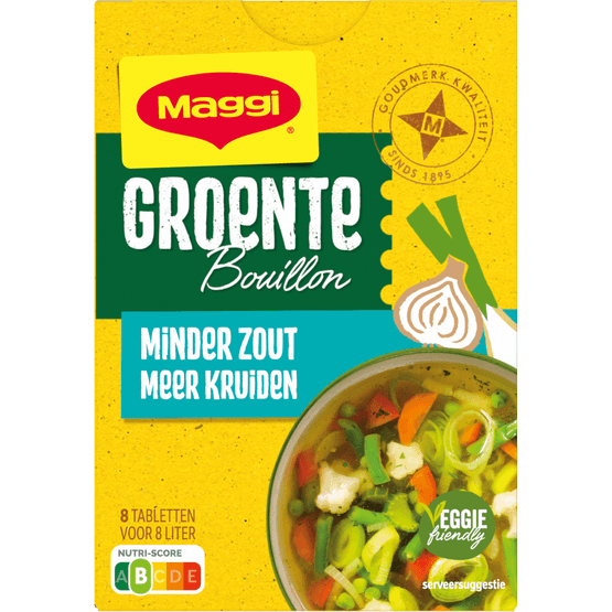 Foto van Maggi Bouillonblokjes groente minder zout op witte achtergrond