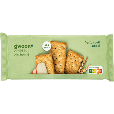 G'woon Fruitbiscuit appel 5x3 stuks